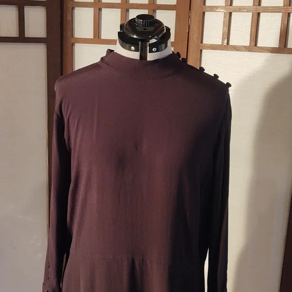 Loft Black A-line Dress Mock Neck Swing Dress Sz 16 NWT - Picture 2 of 14